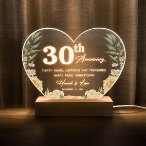 30th Anniversary Gift, Pearl Anniversary, 30 Year Anniversary Gift, Personalized Gift for Her, Personalised gift for Him, HEART42