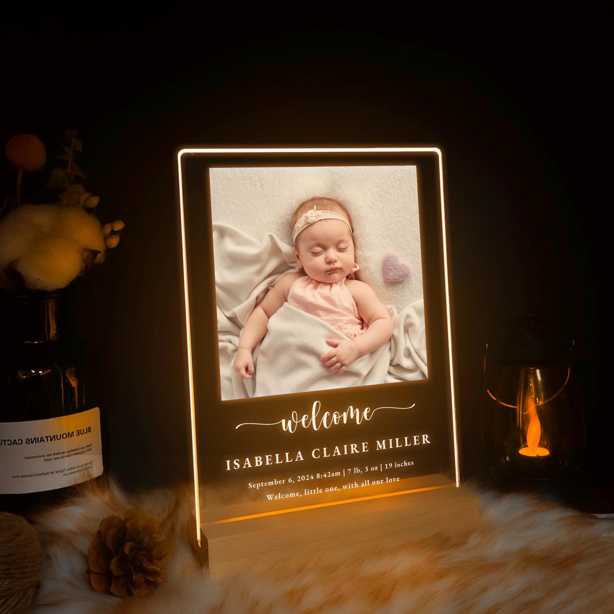 Baby Announcement Sign, Personalized Newborn Photo Night Light, Custom ...