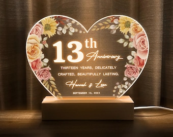 13th Anniversary Gift, Lace Anniversary Gift, 13 Years Anniversary Gift, Personalized Gift for Her, Personalised gift for Him, HEART25