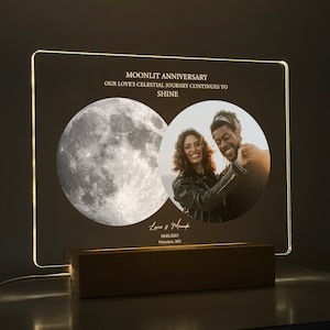 Cadeau phase de lune personnalisé, lampe photo phase de lune, cadeau The Night We Met, cadeau ciel nocturne par date, cadeau d'anniversaire pour elle et lui, 3MV01 image 10