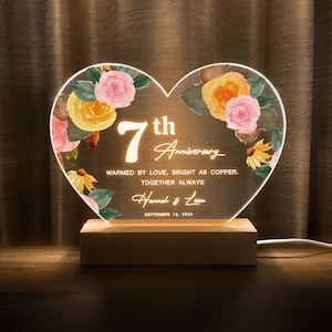 7th Anniversary Gift, Wool Anniversary Gift, Custom Copper Anniversary Gift, Personalized Gift for Her, Personalised gift for Him, HEART19