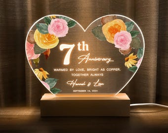 7th Anniversary Gift, Wool Anniversary Gift, Custom Copper Anniversary Gift, Personalized Gift for Her, Personalised gift for Him, HEART19
