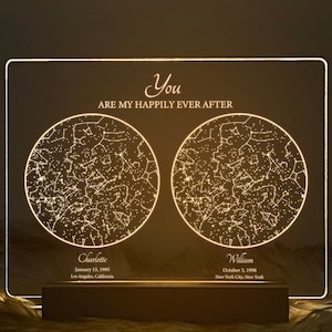 Cadeau d'anniversaire, carte des étoiles par date, carte lumineuse pour couple, carte de la constellation personnalisée, ciel nocturne par date, cadeau pour elle, STAR01D