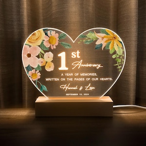 First Anniversary Gift, 1st Anniversary Gift, Custom Paper Anniversary Gift, Personalized Gift for Her, Personalised gift for Him, HEART13