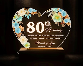 Oak Anniversary Gift, 80th Anniversary Gift, Personalized Gift for