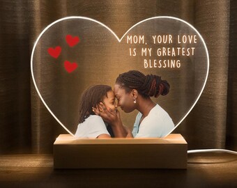 Gift for Mom, Custom photo gift, Personalized family photo gift, Birthday gift for mom, Mothers day gift, HEART07