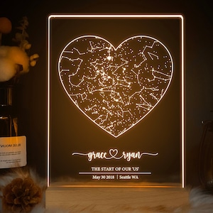 Carte des étoiles personnalisée par date, cadeau d'anniversaire, carte des constellations personnalisée, ciel nocturne par date, cadeau d'anniversaire pour elle et lui, STAR01F