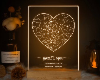 Mapa estelar personalizado por fecha, Regalo de aniversario, Mapa de constelación personalizado, Cielo nocturno por fecha, Regalo de aniversario para él y ella, STAR01F