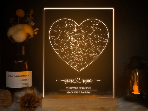 Custom star map by date, Anniversary gift, Personalized constellation map, Night sky by date, Anniversary gift for him and her, STAR01F