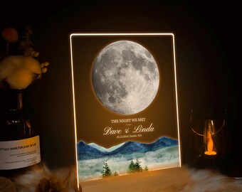 Anniversary Gift For Him, Custom Moon Phase Light, The Night We Met Gift, Night Sky by Date Gift, Wedding Gift for Her, 3MV08