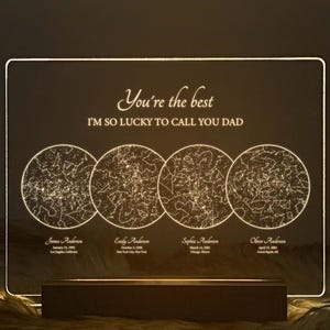 Carte des étoiles personnalisée par date, cadeau pour papa, lumière de la carte des étoiles, carte de la constellation personnalisée, ciel nocturne par date, cadeau pour père, STAR01AI