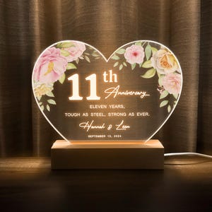 11th Anniversary Gift, Steel Anniversary Gift, 11 Years Anniversary Gift, Personalized Gift for Her, Personalised gift for Him, HEART23