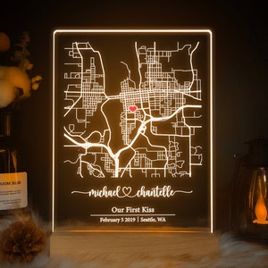 Cadeau carte personnalisée, cadeau d'anniversaire, carte où nous nous sommes rencontrés, cadeau premier rendez-vous, cadeau d'anniversaire pour lui et elle, MAP01
