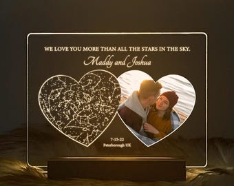 Personalized Star Map by Date | Custom Constellation Map | Engagement Photo Frame | Unique Anniversary Gift for Him & Her, STAR01L