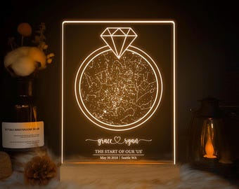 Gift for him, Engagement gifts, Anniversary gift, Custom star map by date, Personalized gifts for her, Boyfriend gifts, STAR01AO