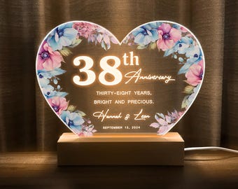 38th Anniversary Gift, Beryl Anniversary, 38 Year Anniversary Gift, Personalized Gift for Her, Personalised gift for Him, HEART50