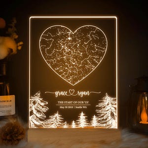Cadeau de mariage pour elle, cadeau de fiançailles, carte des étoiles personnalisée par date, cadeau d'anniversaire pour elle, cadeaux d'anniversaire pour lui, cadeau petit ami, STAR01R
