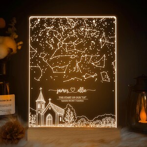 Carte des étoiles personnalisée par date, cadeaux d'anniversaire de mariage, cadeau Saint-Valentin pour lui, cadeau date de mariage pour elle, cadeau de fiançailles, STAR01AD