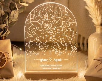Anniversary gift for her, Custom star map light gift for him, Boyfriend gift, Personalized Valentine s Day gift, Night sky by date, STAR01AP