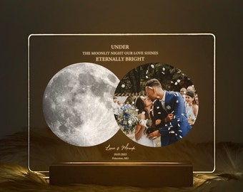 Personalized Moon Phase Photo Light, Anniversary Gift, 3MV01