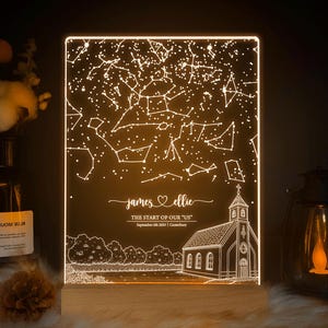 Carte des étoiles personnalisée par date, cadeau d'anniversaire de mariage pour lui, cadeau de Saint-Valentin pour lui, ciel nocturne par date, cadeau de fiançailles, STAR01AC