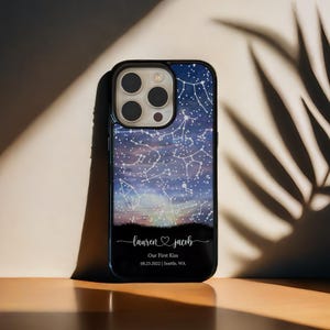 Cadeau d'anniversaire personnalisé pour lui, coque de téléphone personnalisée carte des étoiles, coque d'iPhone personnalisée, cadeau d'anniversaire pour petit ami, PP09