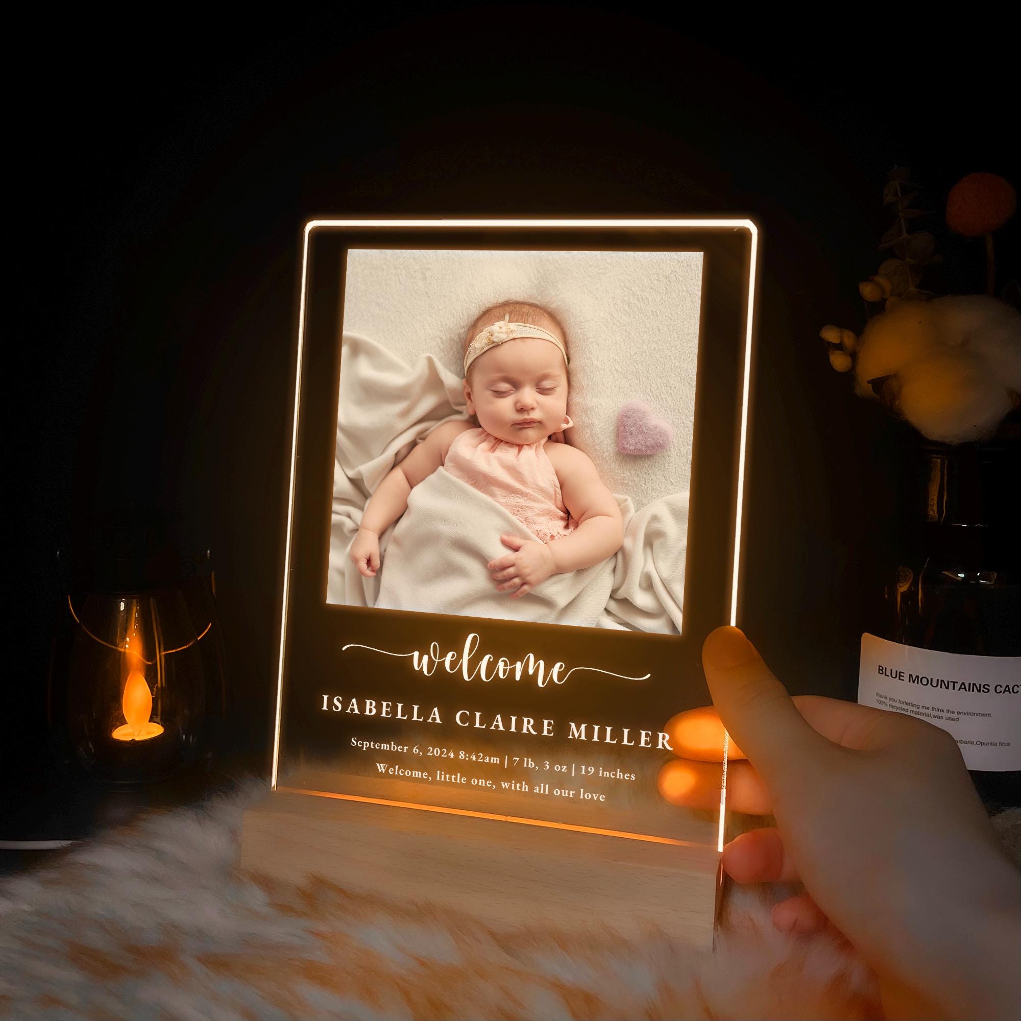 Baby Announcement Sign, Personalized Newborn Photo Night Light, Custom ...