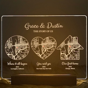Cadeau d'anniversaire par années, carte de notre lieu de rencontre, carte personnalisée, cadeau d'anniversaire de mariage pour elle et lui, MAP09