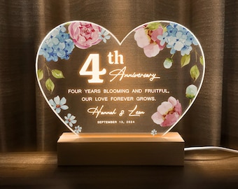 4th Anniversary Gift, Fruit Anniversary Gift, Custom Flowers Anniversary Gift, Personalized Gift for Her, Personalised gift for Him, HEART16