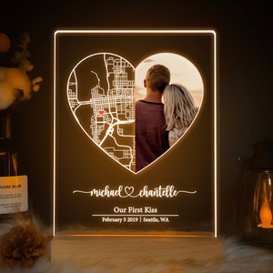 Cadeau carte personnalisée, cadeau Saint Valentin pour lui, cadeau d'anniversaire, carte où nous nous sommes rencontrés, cadeau premier rendez-vous, cadeau de mariage personnalisé, MAP07