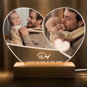 Lampe photo personnalisée pour papa, veilleuse personnalisée, cadeau fête des pères, lampe photo avec nom, cadeau nouveau papa, cadeau d&#39;anniversaire, HEART10