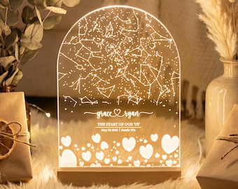 Valentines Day Gift, Personalized Star Map Light, Custom Constellation Lamp, Valentine Gift, Anniversary Gift For Him, STAR01AW
