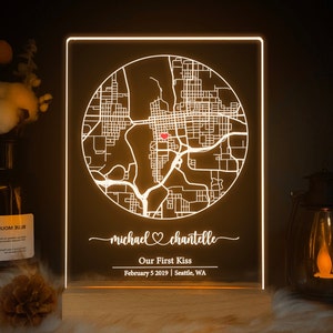 Cadeau d'anniversaire, carte où nous nous sommes rencontrés, cadeau où nous nous sommes rencontrés, cadeau premier rendez-vous, cadeau personnalisé pour lui et elle, décoration d'intérieur personnalisée, MAP03