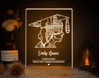 Gift For Him, Personalized Graduation Gift, Custom Grad Gift with Name, Date & School, College Graduation Gift, Custom Map Gift, MAP23