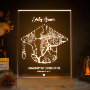 Cadeau pour lui, carte lumineuse personnalisée pour l'obtention du diplôme, cadeau personnalisé pour l'obtention du diplôme avec nom, date et école, cadeau de remise des diplômes universitaires, MAP21