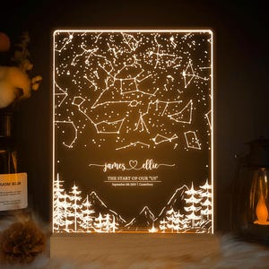 Cadeaux d'anniversaire pour elle, carte des étoiles personnalisée par date, cadeau de mariage personnalisé, cadeau petit ami, cadeaux de Noël pour elle, STAR01AG
