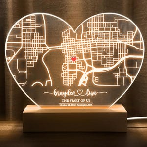 Carte où nous nous sommes rencontrés, cadeau d'anniversaire personnalisé, cadeau où nous nous sommes rencontrés, cadeau de premier rendez-vous, cadeau de premier anniversaire pour lui et elle, HEART02