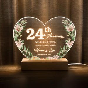 24th Anniversary Gift, Opal Anniversary, 24 Year Anniversary Gift, Personalized Gift for Her, Personalised gift for Him, HEART36