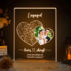 Cadeau carte des étoiles par date, lumière photo carte des étoiles, carte de la constellation personnalisée, ciel nocturne par date, cadeaux de fiançailles pour lui et elle, STAR01M