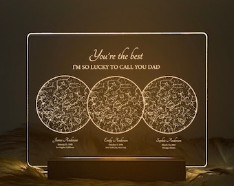 Custom Star map by date gift, Best Dad Gift, Father's Day Gifts, Personalized constellation map, Night sky by date, Family Gift, STAR01E