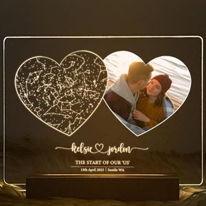 Carte des étoiles personnalisée par date, premier cadeau de Noël, cadeau photo personnalisé, 1er cadeau de Noël pour petit ami, cadeaux attentionnés pour partenaire, STAR01V