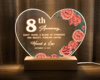 8th Anniversary Gift, Bronze Anniversary Gift, Personalized 8 Year