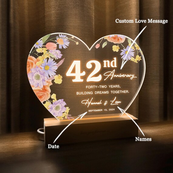 42nd Anniversary Gift, Personalized 42 Years Wedding Anniversary