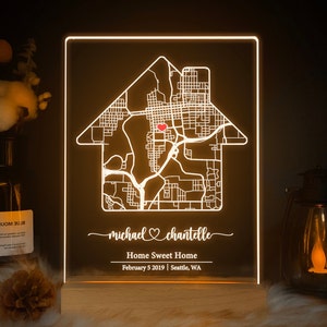 Carte de maison personnalisée, Cadeau pour première maison, Notre première maison, Carte de notre maison, Cadeau de pendaison de crémaillère personnalisé, MAP04