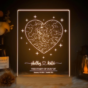 Carte des étoiles personnalisée par date, cadeaux pour elle, cadeau d'anniversaire pour lui, cadeau personnalisé pour petit ami, ciel nocturne par date, cadeau de fiançailles, STAR01AB