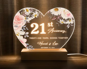 21st Anniversary Gift, Brass Anniversary Gift, 21 Year Anniversary Gift, Personalized Gift for Her, Personalised gift for Him, HEART33