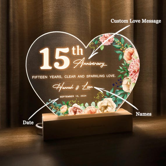 Buy 15th Anniversary Gift, Crystal Anniversary Gift, 15 Years