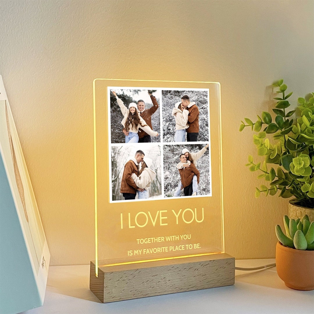 Custom LED Photo Plaque for Him, Boyfriend Birthday Gifts, Personalized