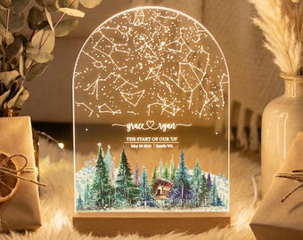 Personalized Star Map Night Light, Custom Constellation Acrylic Lamp, Anniversary Wedding Valentine Gift, STAR01AS