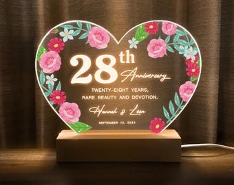28th Anniversary Gift, Orchids Anniversary, 28 Year Anniversary Gift, Personalized Gift for Her, Personalised gift for Him, HEART40